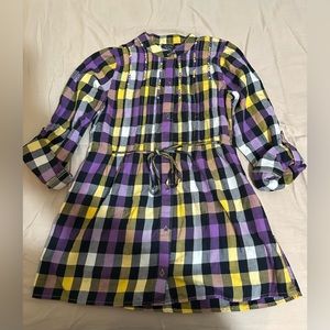 1989 Place Plaid Blouse Purple & Yellow SIZE L 10/12 GIRLS